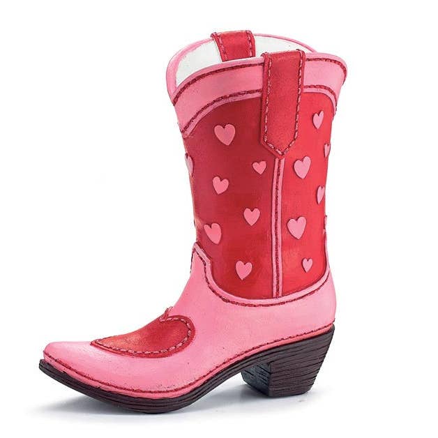 8.75"H PINK/RED WITH HEARTS BOOT SHAPE VASE for wholesale by Dunn Deals