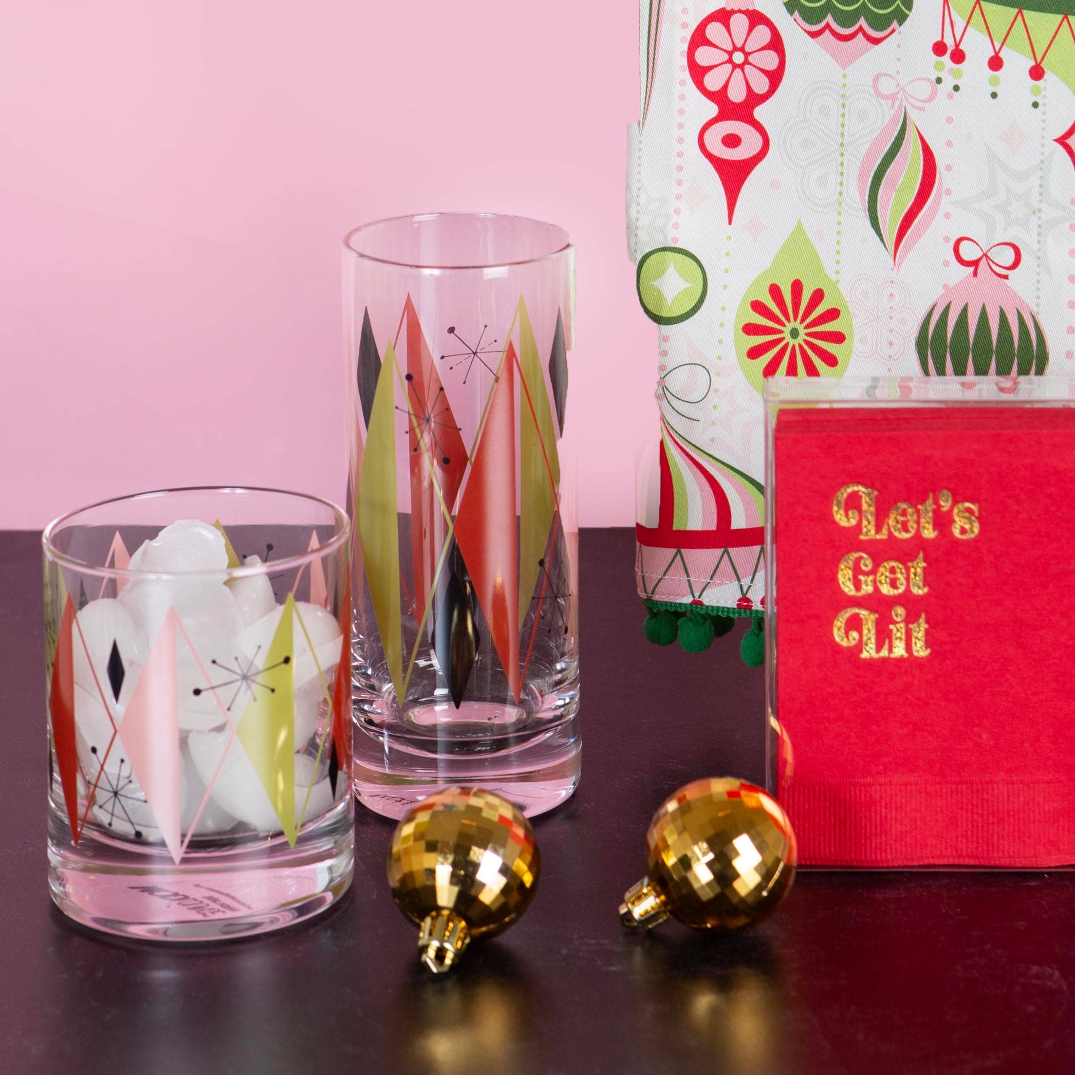 Mod Lounge Paper Company - Wholesale Cocktail/Liquor Glass - Retro Diamond Vintage Whiskey Rocks Cocktail Glass2