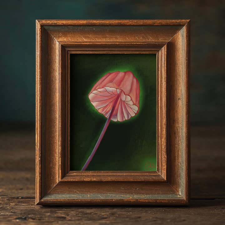 Barbiecore Pink Mushroom Fine Art Print 8"x10" for wholesale by Imaginarium Arts