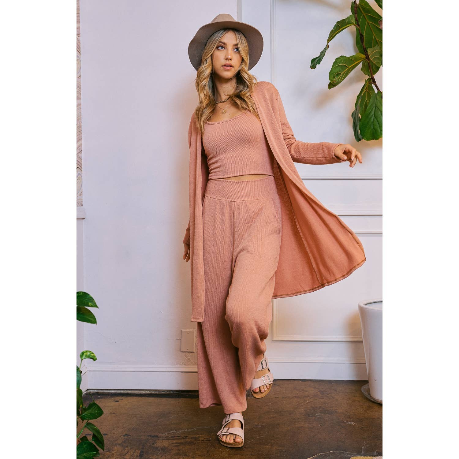 Phil Love – Großhandel Set aus Oberteil und Hose (NICHT Loungewear) – Damen – Solider Cardigan, 3-teiliges Set — ideal für den täglichen Gebrauch0