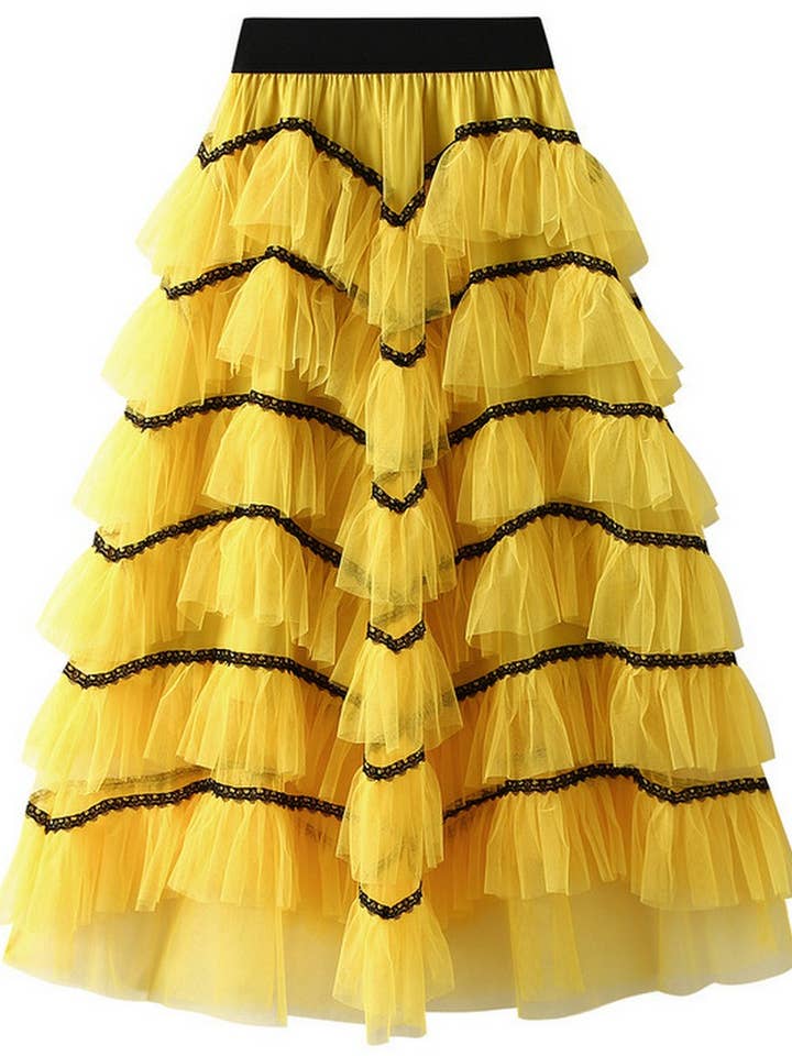 NINEXIS - Wholesale Skirt - Women's - CWBLS0523_LAYERED TULLE CAKE SKIRT WITH FLOWY A-LINE SHAPE3