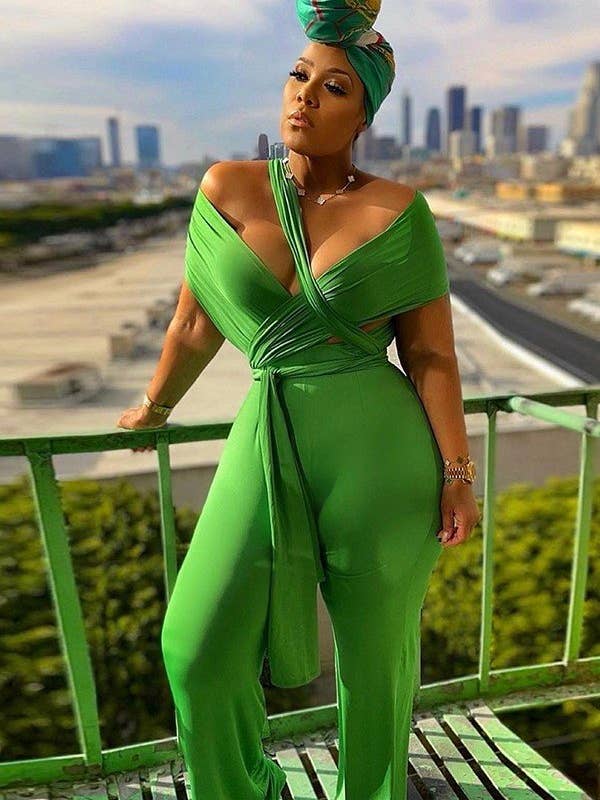 Black Suspender Lace-Up Jumpsuit for wholesale on Faire1