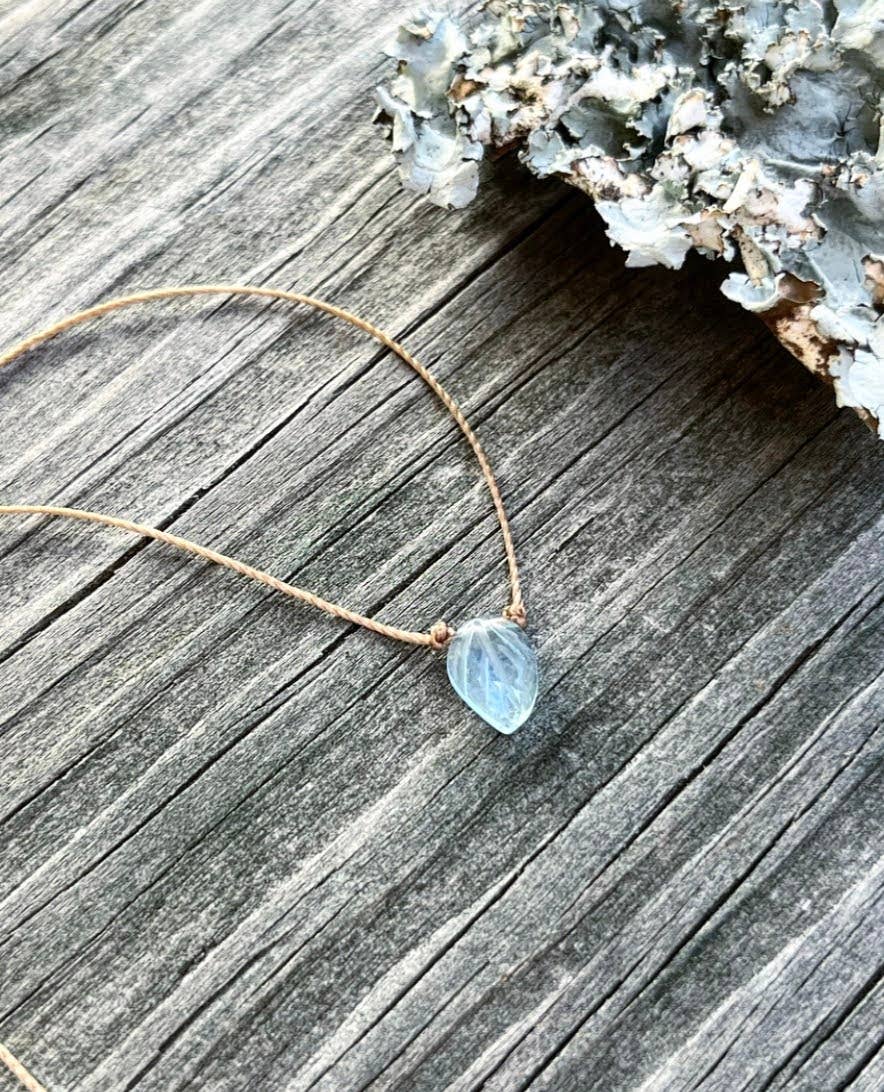 Merelani Designs - Wholesale Pendant/Charm Necklace - Aquamarine Carved Leaf Necklace8