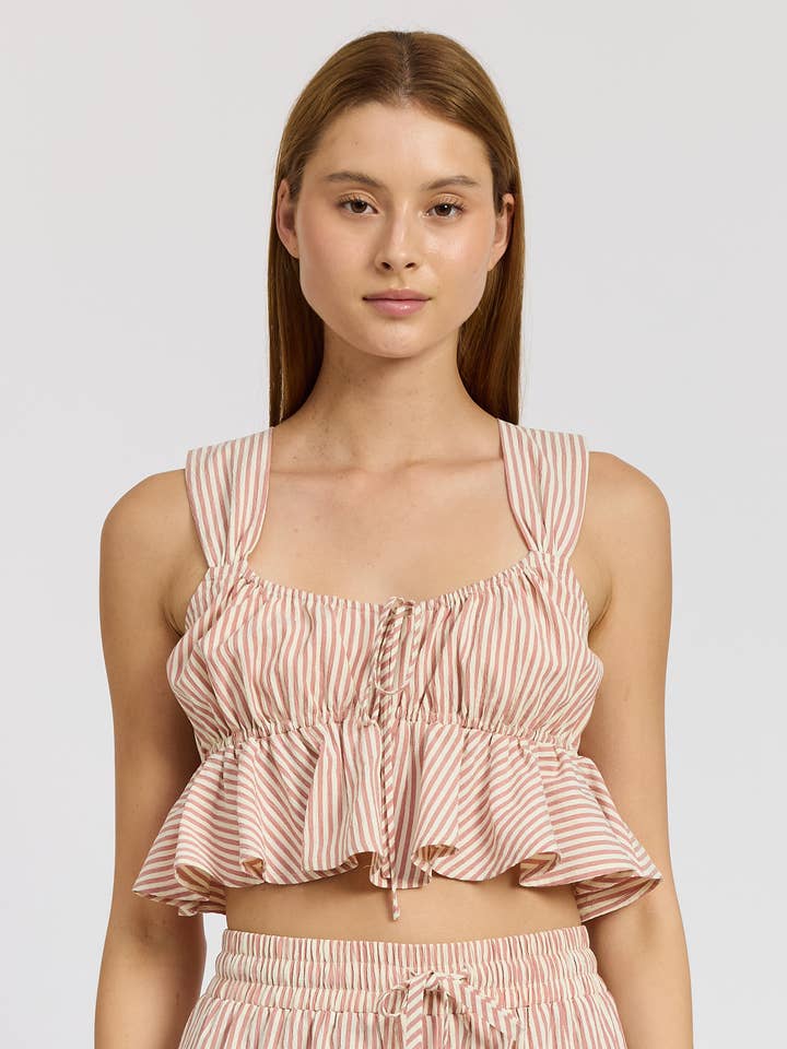 ROSE WHITE BABYDOLL CROPPED TOP for wholesale on Faire