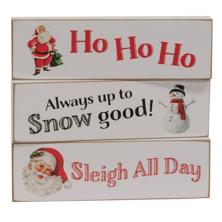 Col House Designs - Wholesale Christmas Decoration - Sleigh All Day Thin Mini Block, 3 Assorted