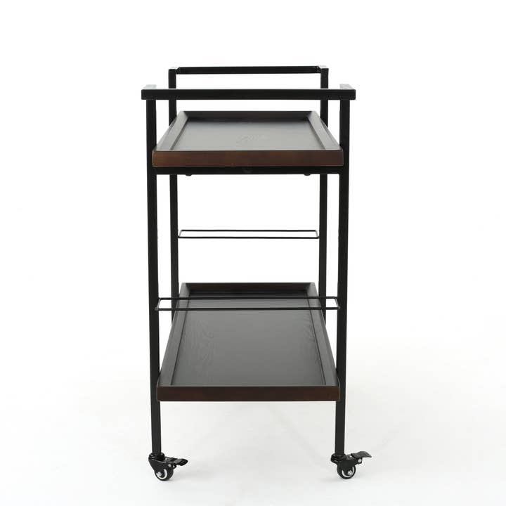 39F Inc. - Wholesale Bar Cart - Industrial Bar Cart with Wood Shelves and Locking Casters24