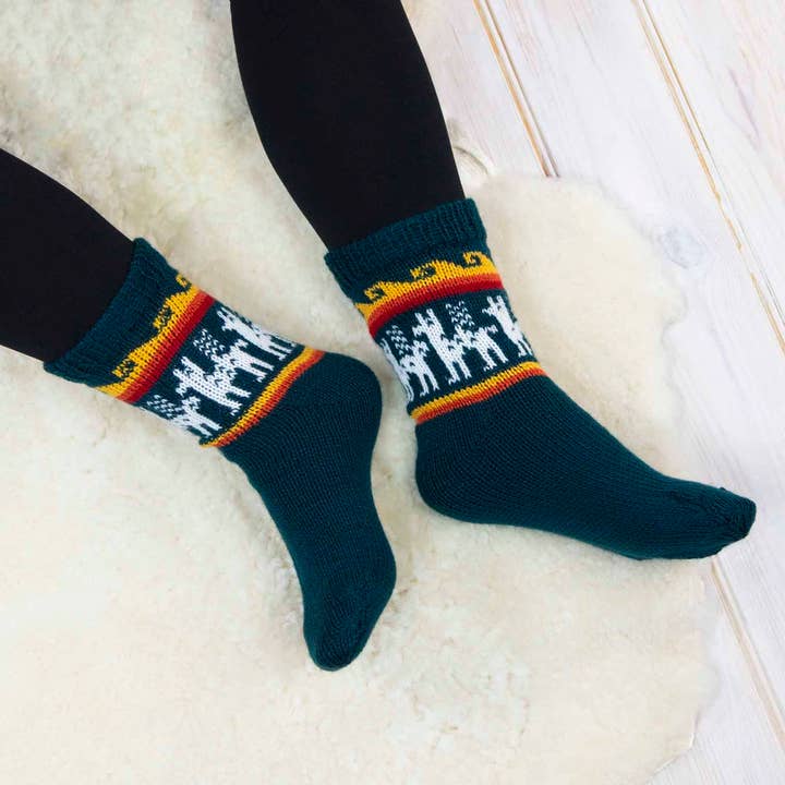 Autumnal Llama Socks for wholesale by Siesta