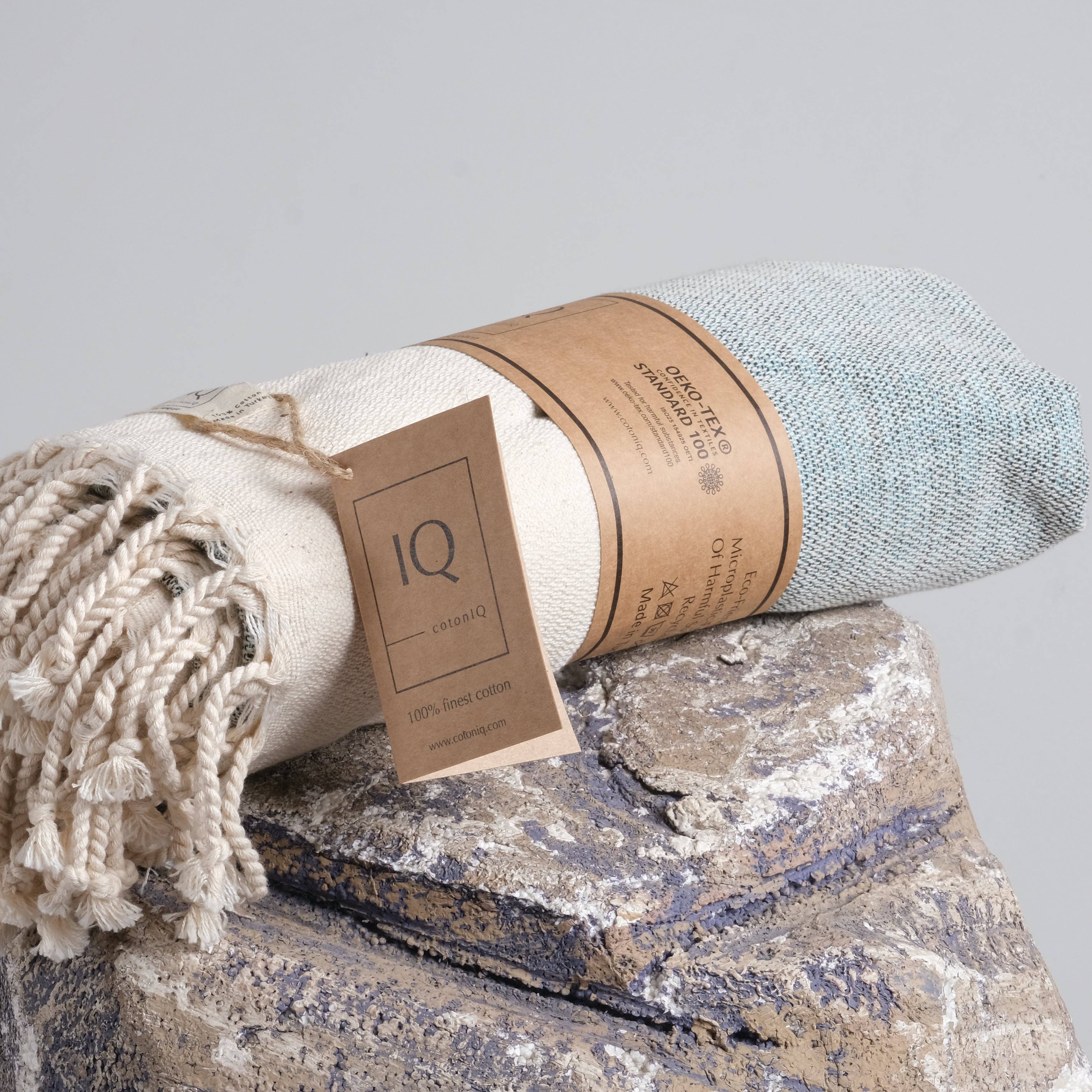 cotonIQ - Vendita all'ingrosso Telo mare - Asciugamano hammam, sauna e mare Ecuador blu 170x95 cm1