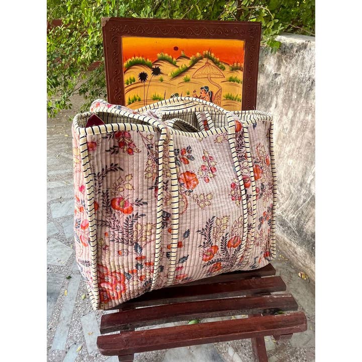 Bhawana Handicrafts – wholesale Tote bag – Women's – Party Wear Block Printed Bag Velvet Quilted Handmade Indian3