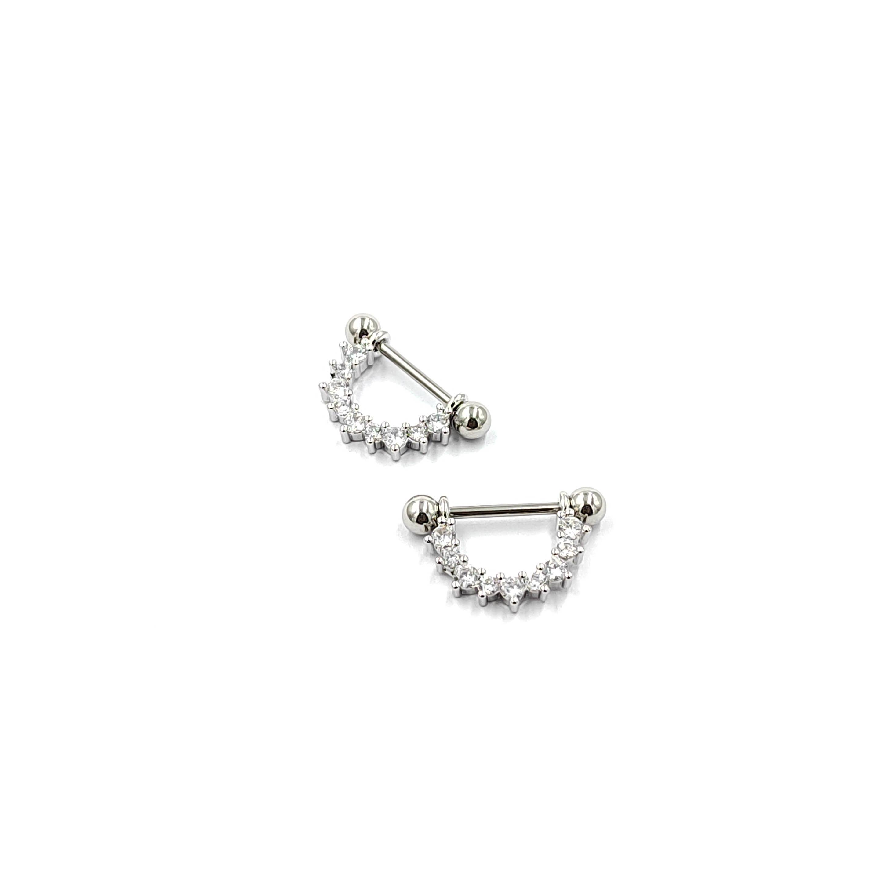 MYLENE ET FELIX - Wholesale Nipple Ring - Curved nipple piercing with rhinestones