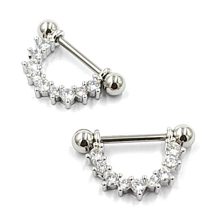 MYLENE ET FELIX - Wholesale Nipple Ring - Curved nipple piercing with rhinestones0