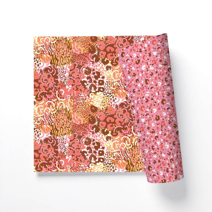 O.O.M.F. Creative - Wholesale Flat Wrap - Painted Leopard Print | Flat Gift Wrap | Double-Sided1