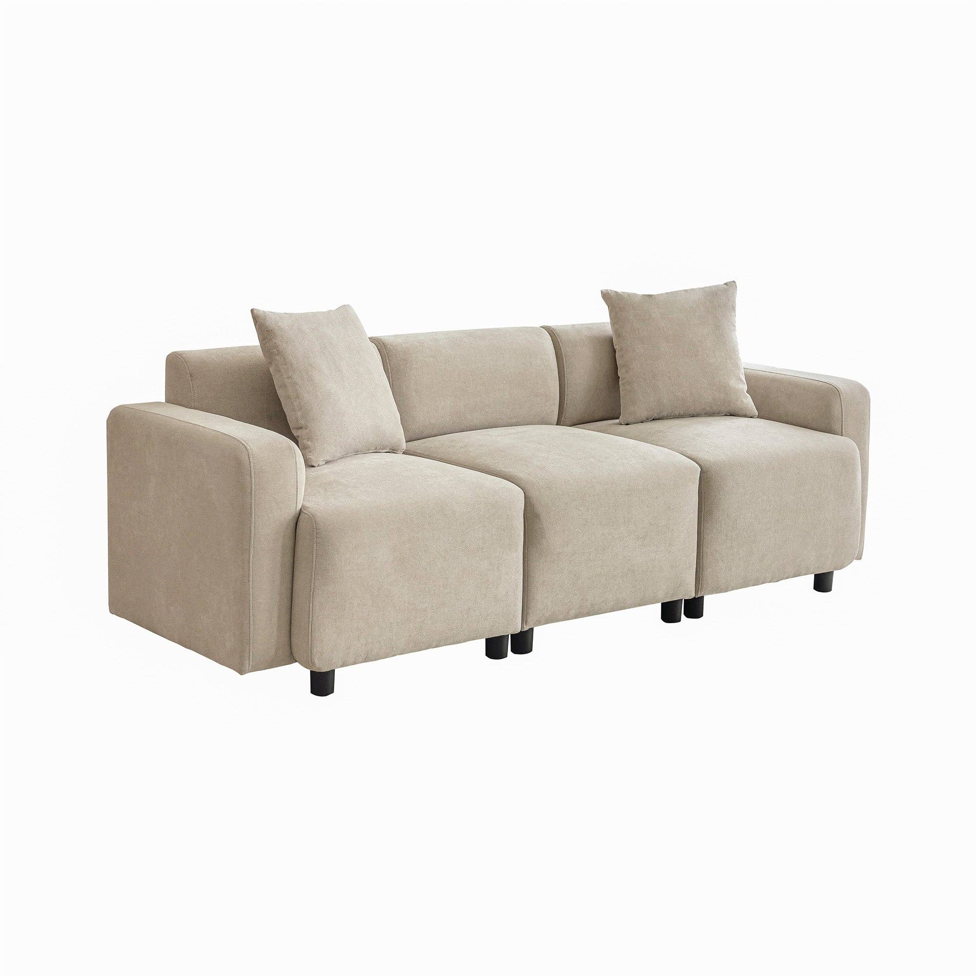 Urban Meuble - Wholesale Sofa - Modern sofa upholstered in beige chenille fabric 3-seater with cushions SHIDADS BEIGE 3 SEATS11