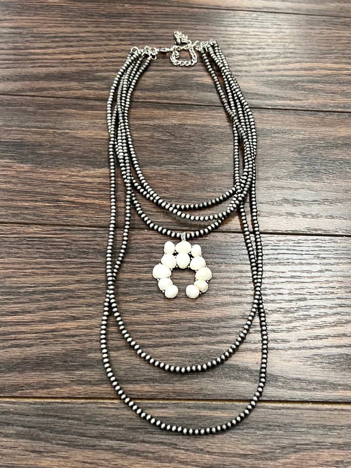 736225, Handmade Squash Naja White Turquoise Necklace for wholesale by ISAC Trading Inc