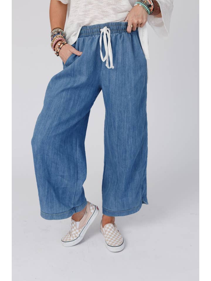 Three Bird Nest - Wholesale Pants - Women's - So Comfy Wide Leg Cropped Pant - Denim5