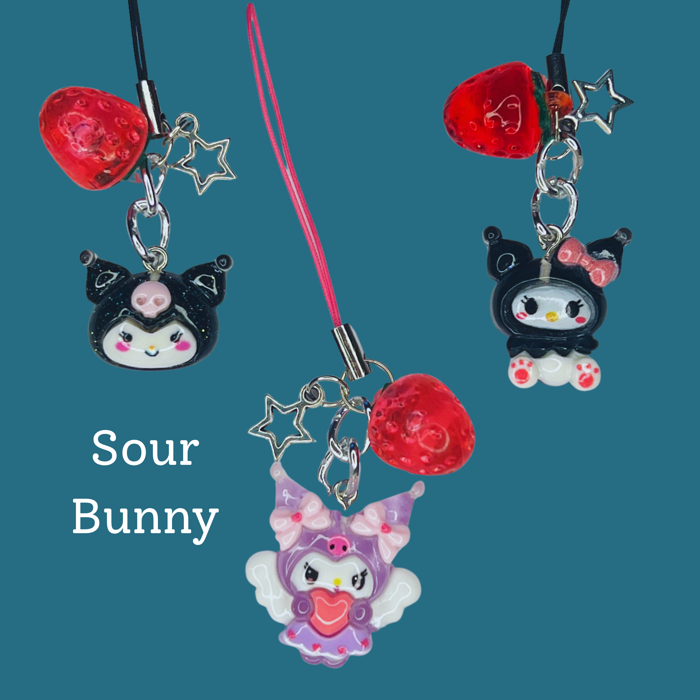 Faebelle Haven - Wholesale Keychain – Women's - Kawaii Characters Strawberry Tech Charm | Cute Keychain Phone Bag Accessory3