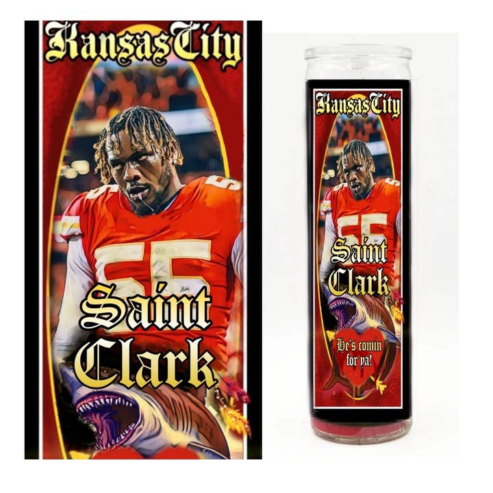Saint Clark Prayer Candle for wholesale by Kitschup Creations