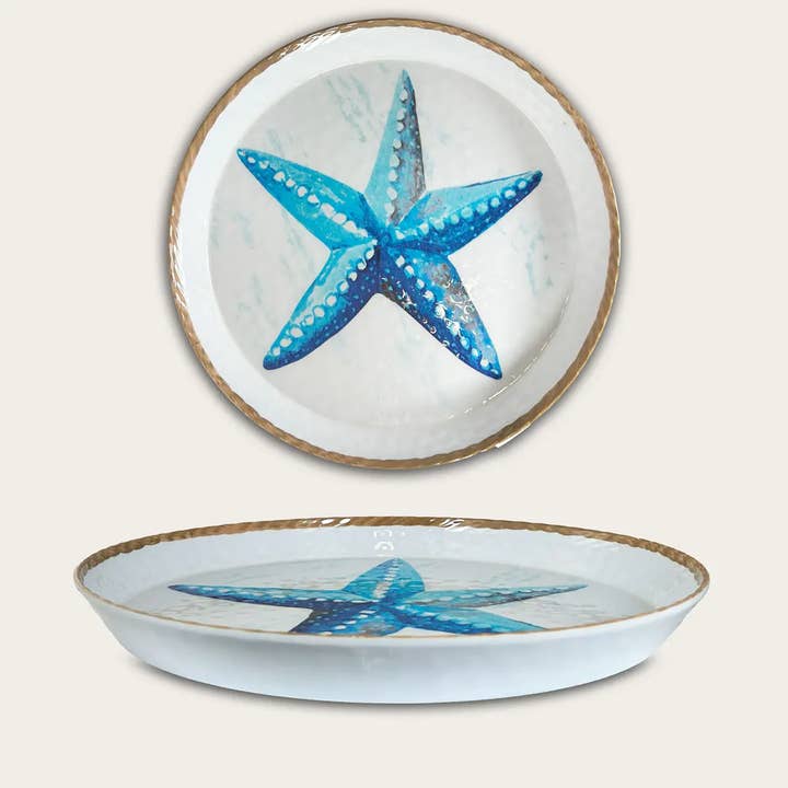 Rund Tallrik med Kant i Melamin Marin Dekor för wholesale av ARCA ITALY