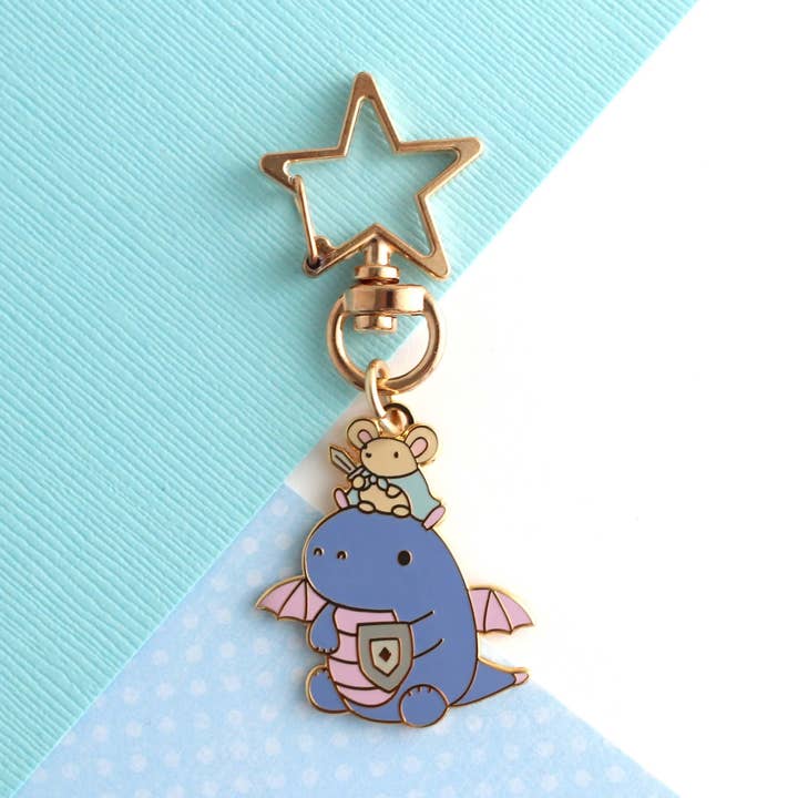 Mouse and Dragon Knight Enamel Keychain (Purple) for wholesale by Wild Whimsy Woolies