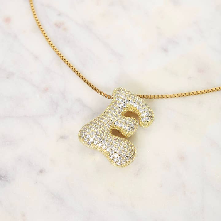 Jumbo Bubble Initial Necklace for wholesale by Belle By Elle