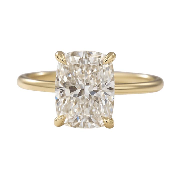 2,50 karaat kussen geslepen minimalistische verborgen halo diamanten verlovingsring voor wholesale door Evara Jewelry