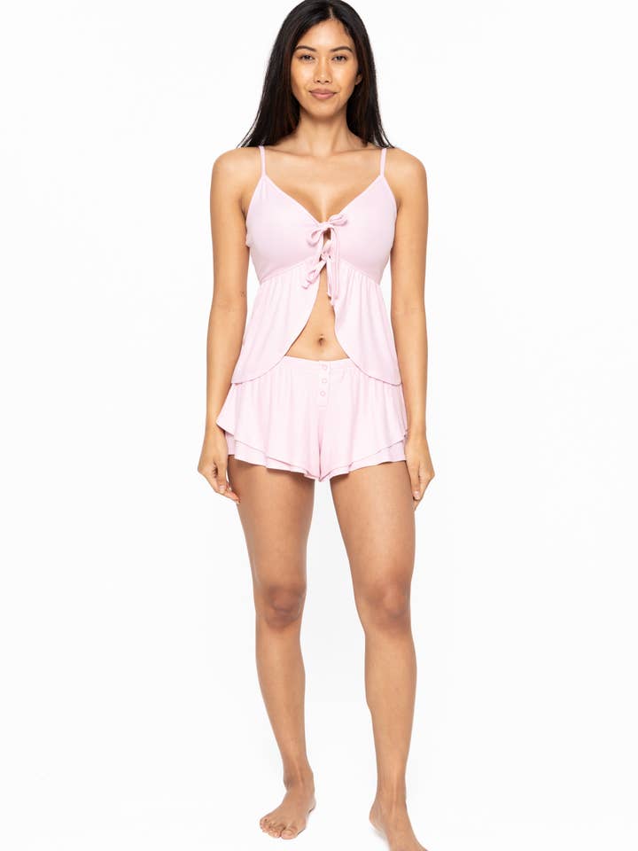Mono B - Wholesale Shorts - Women's - Bamboo Blend Double Ruffle Shorts