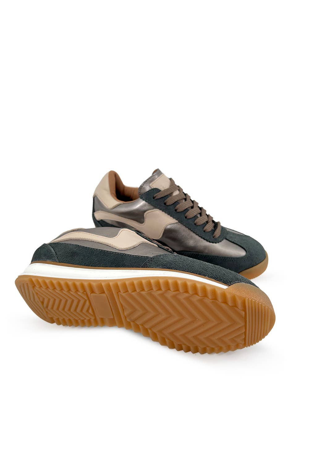 PMK SHOES - Wholesale Lifestyle Sneakers - Women's - Poema - Pewter - Handmade Cow Leather Sneakers12