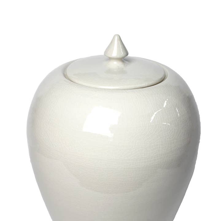 Ceramic lid vase, cream white, 25 cm, decorative vase for wholesale by Signature Home Collection GmbH