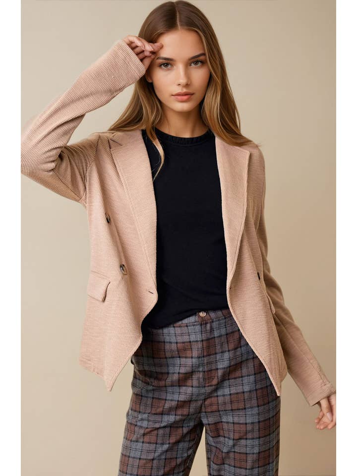 Doe and Rae - Wholesale Blazer - Women's - Double Breast Knit Blazer - 10136J4