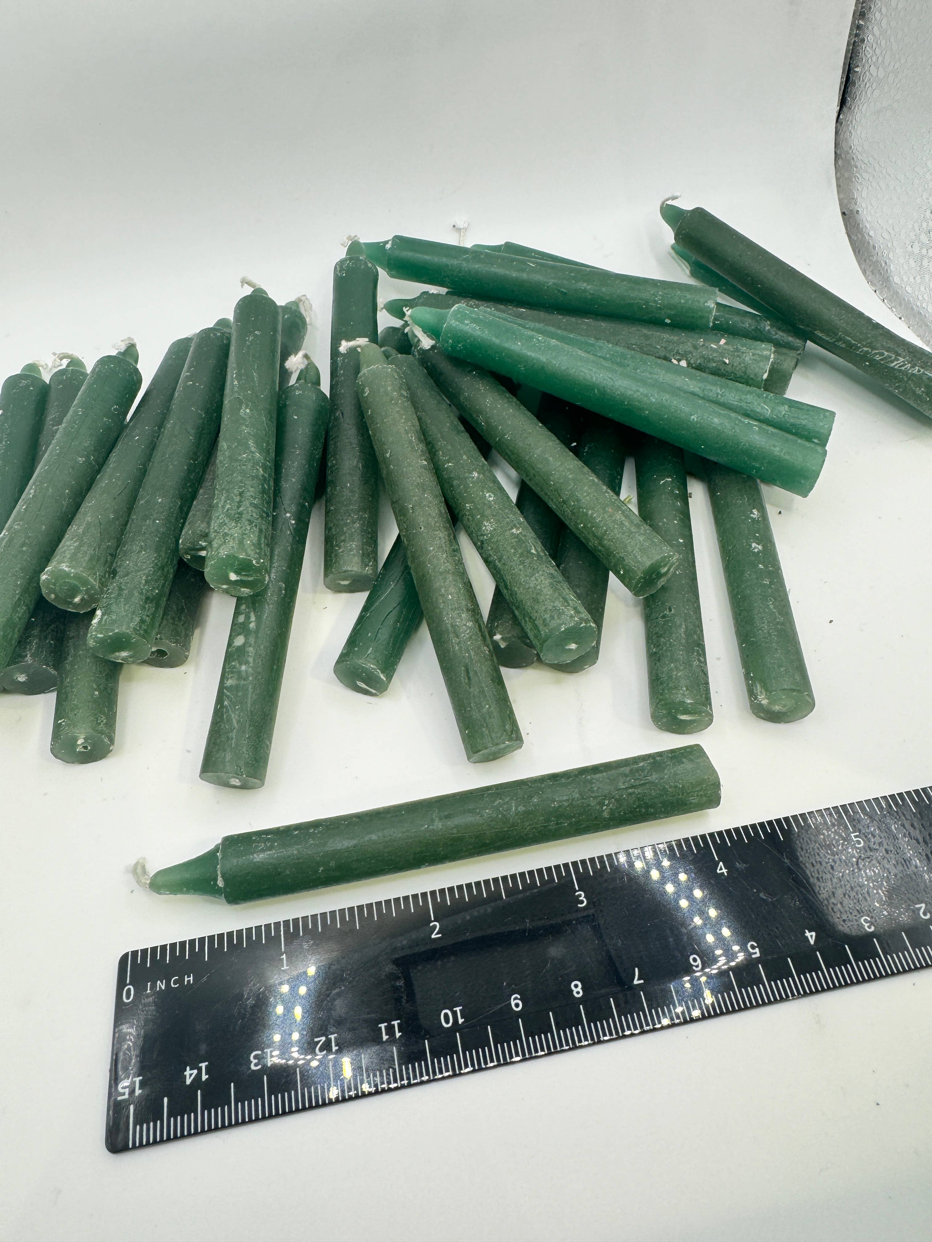 Oils and Auras - Wholesale Tapered Candle/Candlestick - Green Chime Candle - Success Spell Candle2