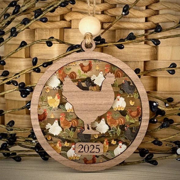 SHY Designs, LLC - Wholesale Ornament - Chicken Christmas Ornament - Farm Theme Tree Ornament
