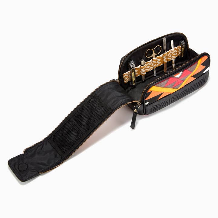 Neceser Gaucho Aztec Duo Zip, de lona negra y multicolor para venta al por mayor de Mantidy