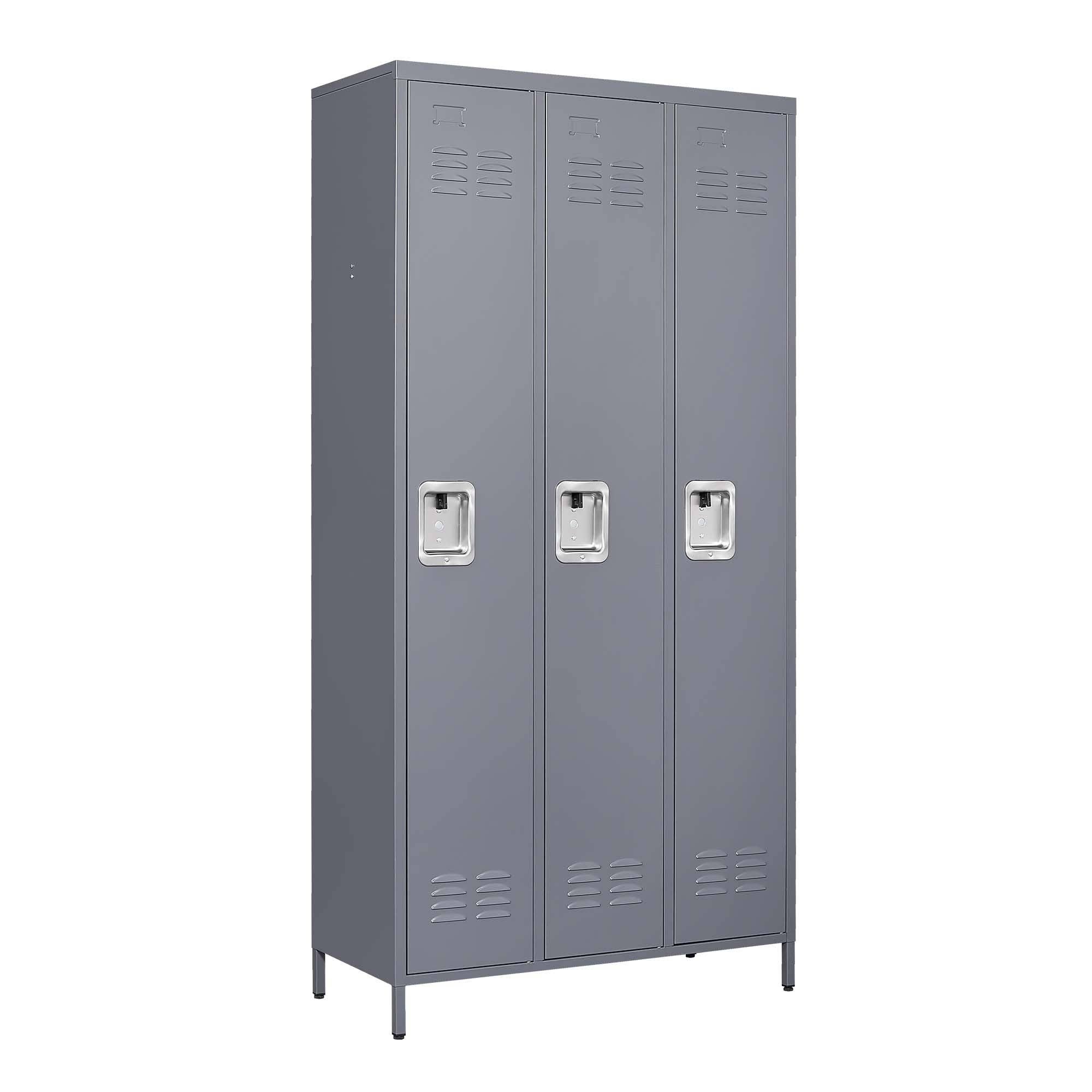 HOMYCASA DESIGN INC - Wholesale Cabinet - 3-Door Metal Lockers Gray Cabinet for Office Gym Home12