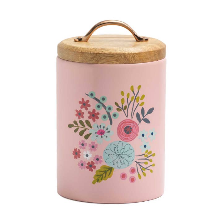 Small Decorative Metal Canister with Lid & Handle for wholesale by Conimar Promotions