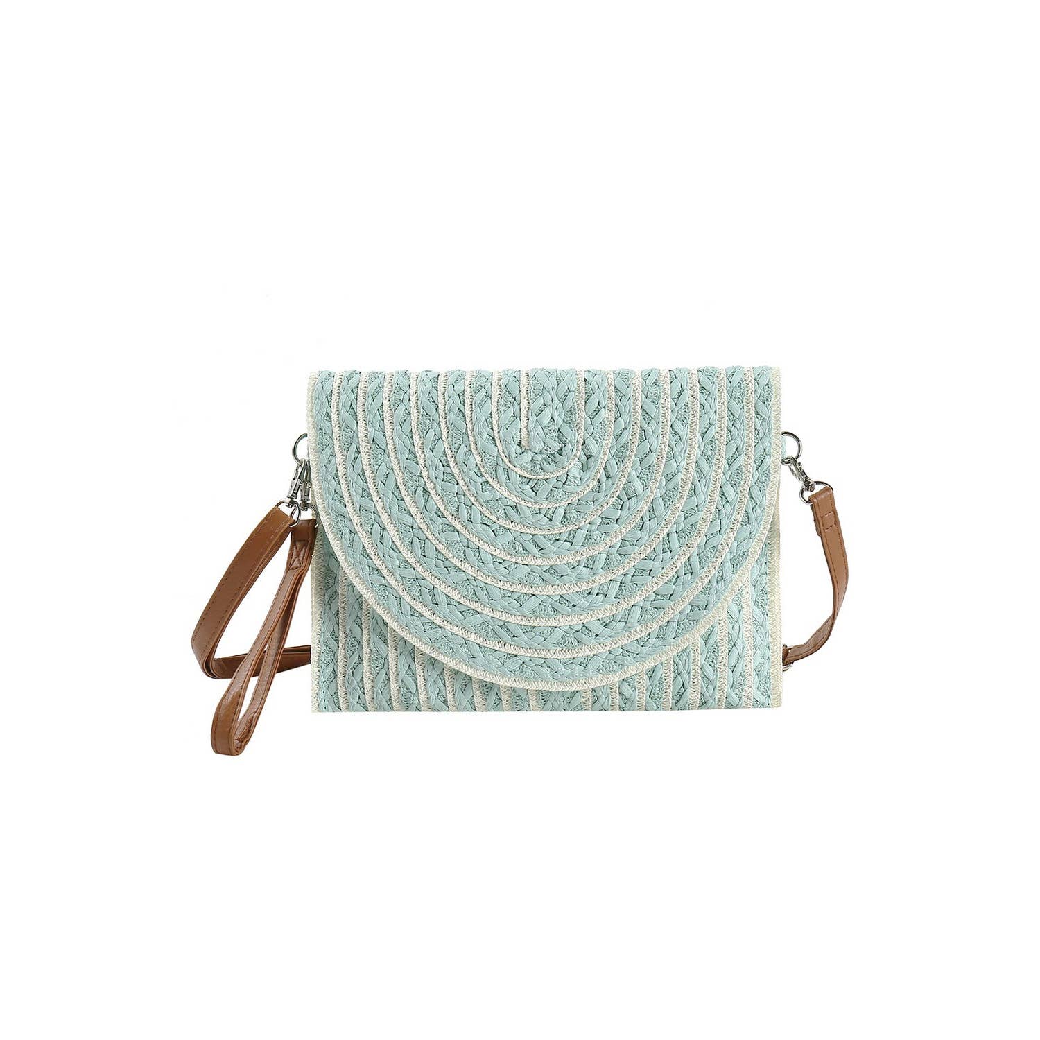 Collections by Fame Accessories - Vente Pochette – femme - Pochette en paille à rayures colorées1