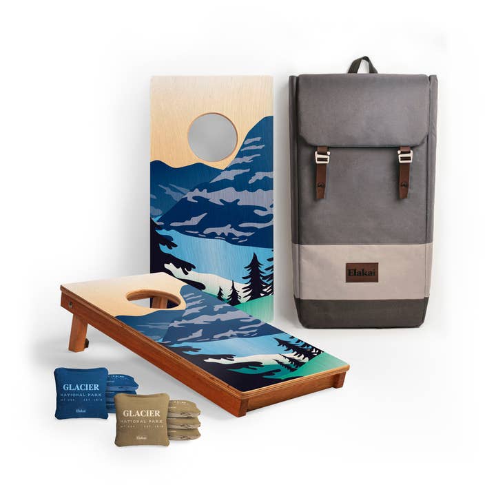 1ft x 2ft Glacier National Park Mahogany Pathfinder Cornhole Board Set for wholesale by Elakai