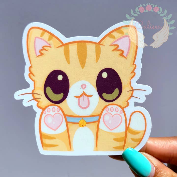 Oranje Cat vinyl sticker voor wholesale door Calisea.co