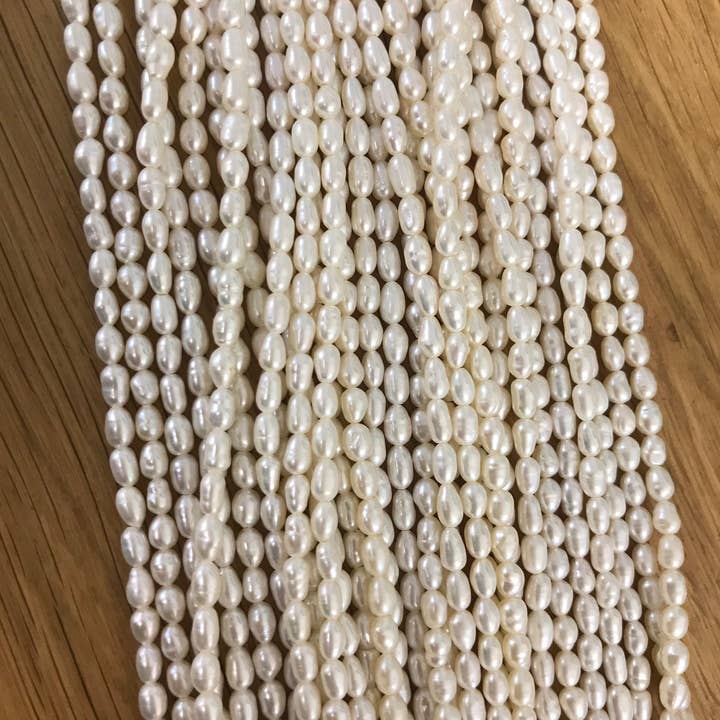 The Bead Bazaar - Wholesale Beads - 5X6 Rice Shaped Freshwater Pearls, Wholesale Pearl Beads, Pe