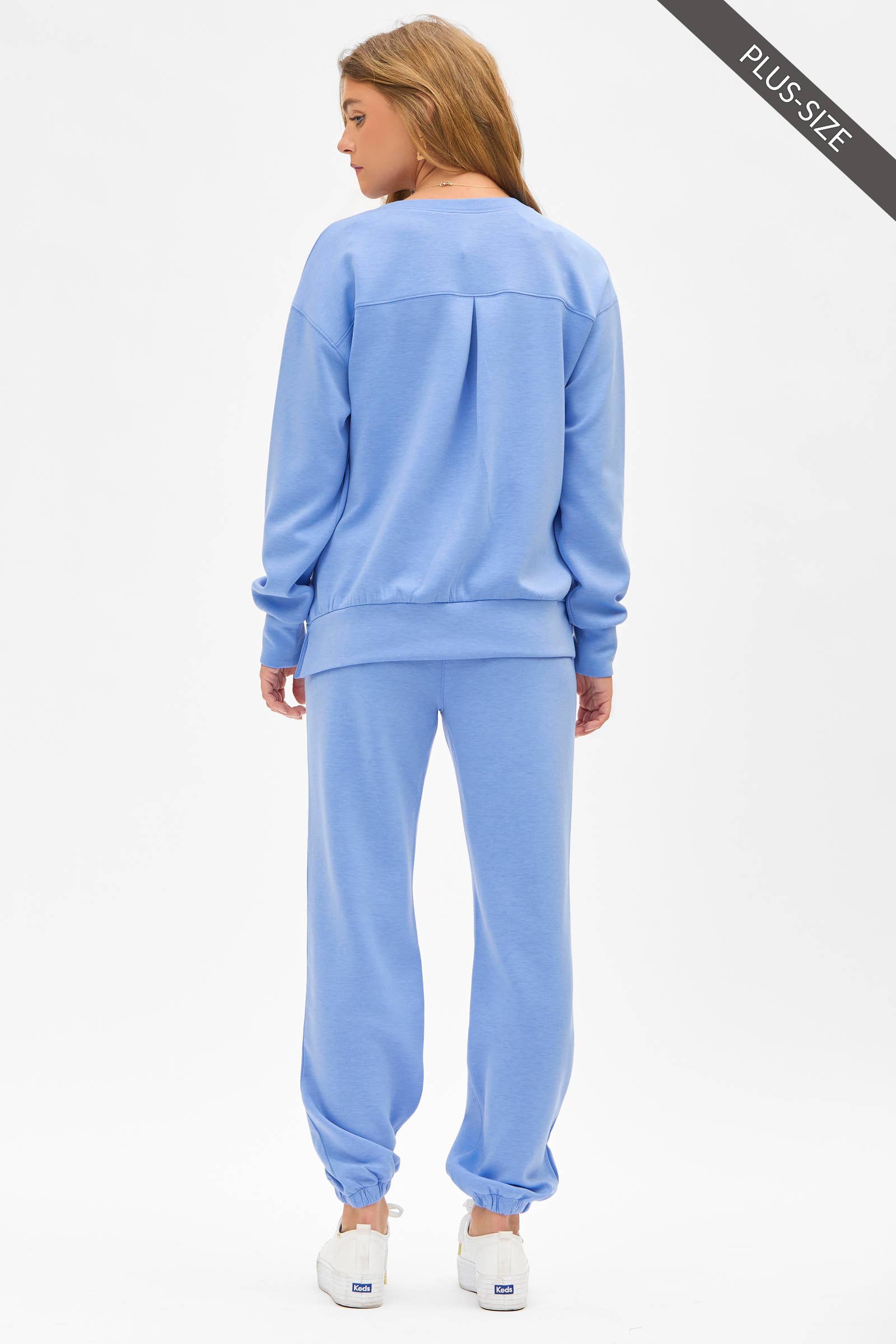 Dear Scarlett - Wholesale Lounge Set - Women's - PLUS SIZE Crew Neck Pullover + Jogger Set TRVSET-MALIBUP7