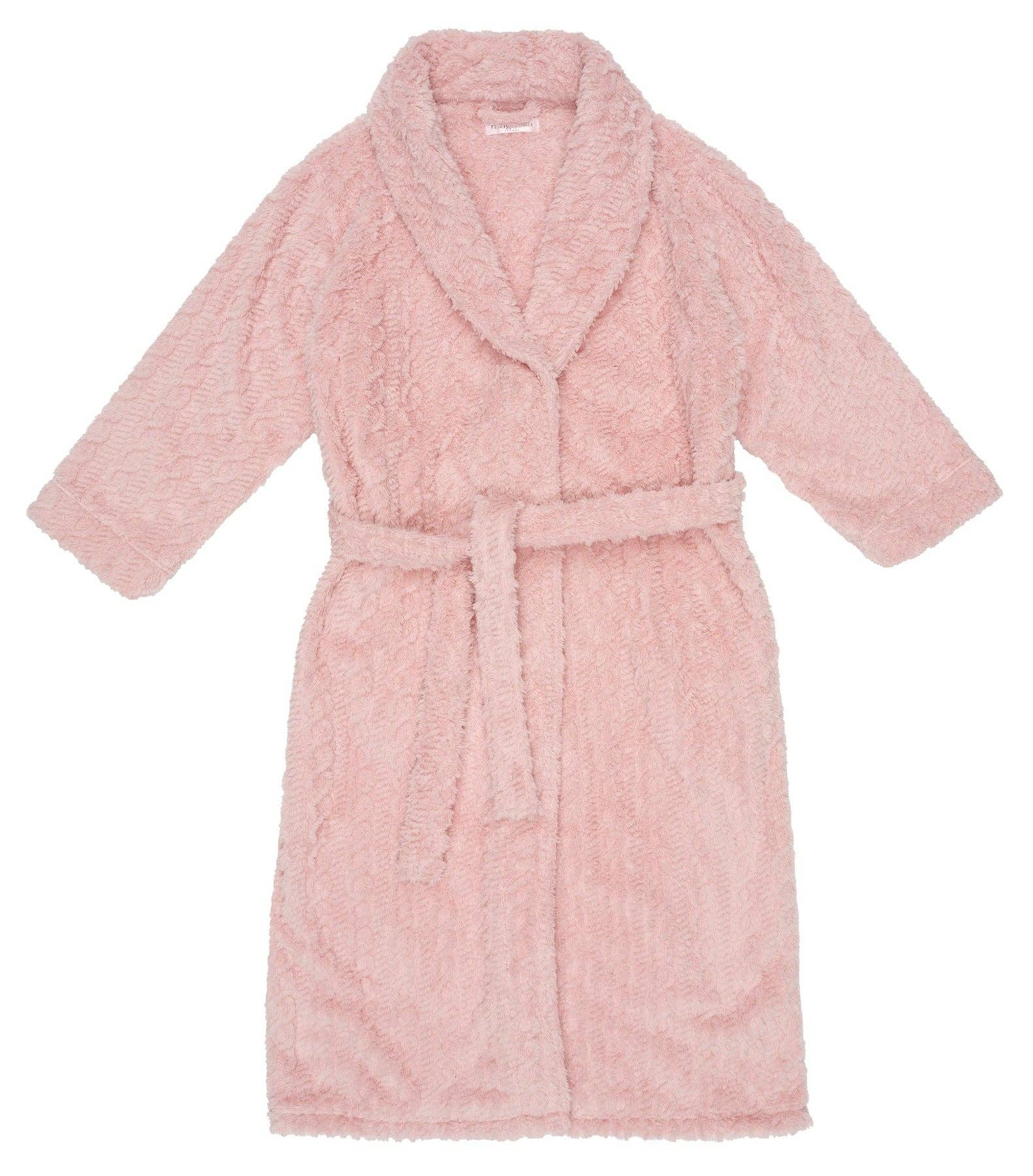 Magnolia Lounge - Wholesale Robe - Women's - Dusty Pink Shawl Collar Fleece Dressing Gown2