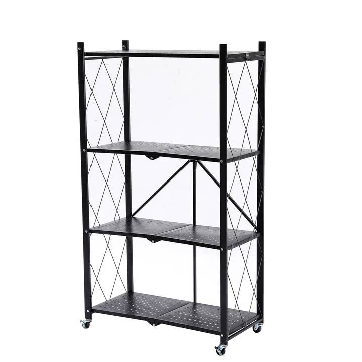 J&V TEXTILES - Wholesale Free-standing shelf - Assembled Black Foldable Metal Storage Shelving Unit - 3 Sizes!1