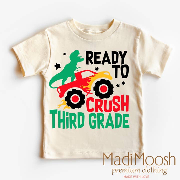 I'm Ready To Crush Dinosaurier-Monstertruck T-Shirt für die 3. Klasse — Back To School T-Shirt für den Großhandel von Madi Moosh