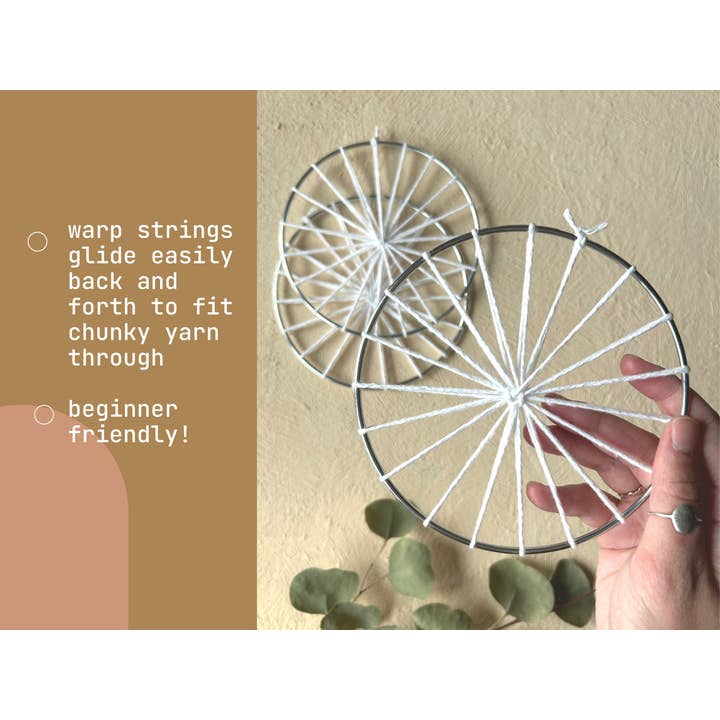 Euca Design - Wholesale DIY Craft Kit - Set of 3: Warped 5" Metal Hoops for Weaving
