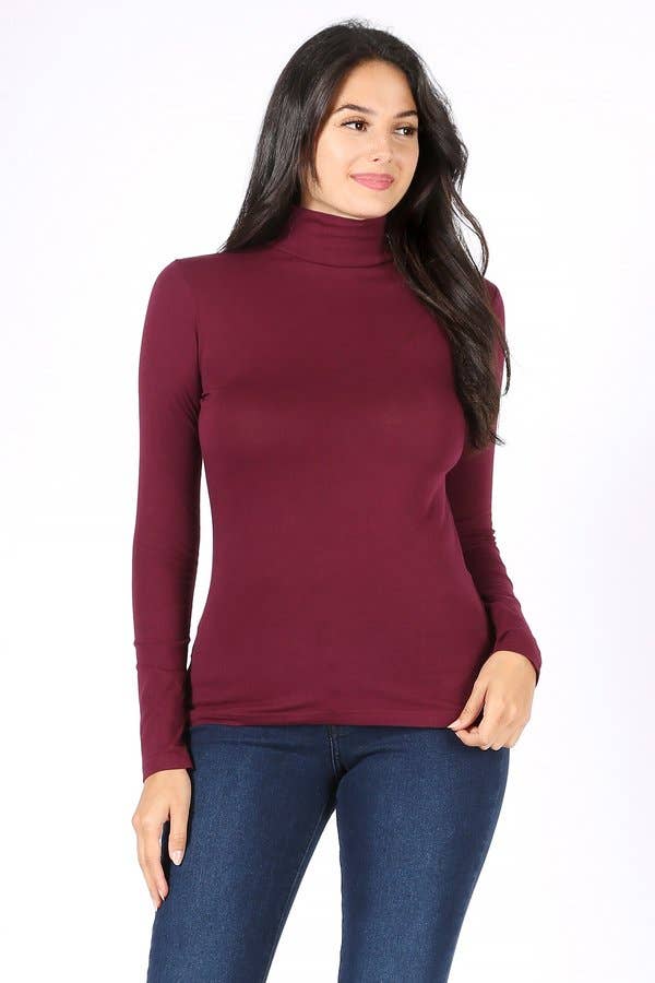 Color 5 - Wholesale T-Shirt - Women's - Solid color turtle neck long sleeve cotton lycra t shirt13