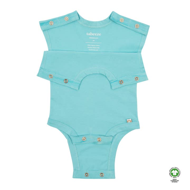 Tabeeze - Wholesale Bodysuit (Non-Footed) - Baby - 100% Organic Cotton Baby Bottom-Up Bodysuit/Onesie, Blue