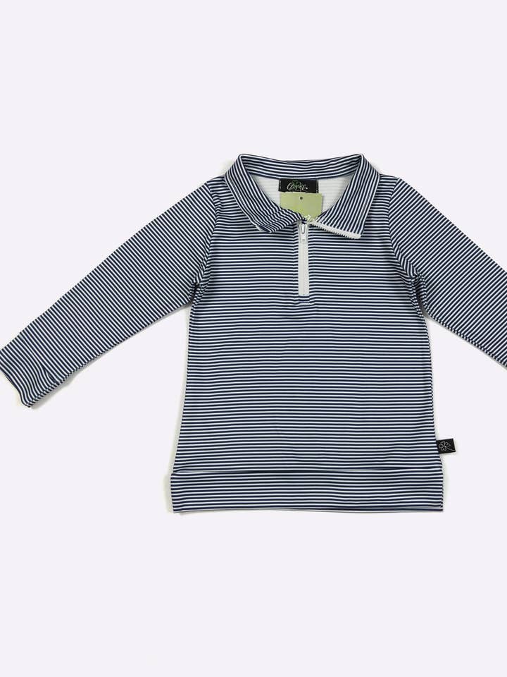 Navy Stripe Boy Quarter Zip for wholesale by Clover Cottage