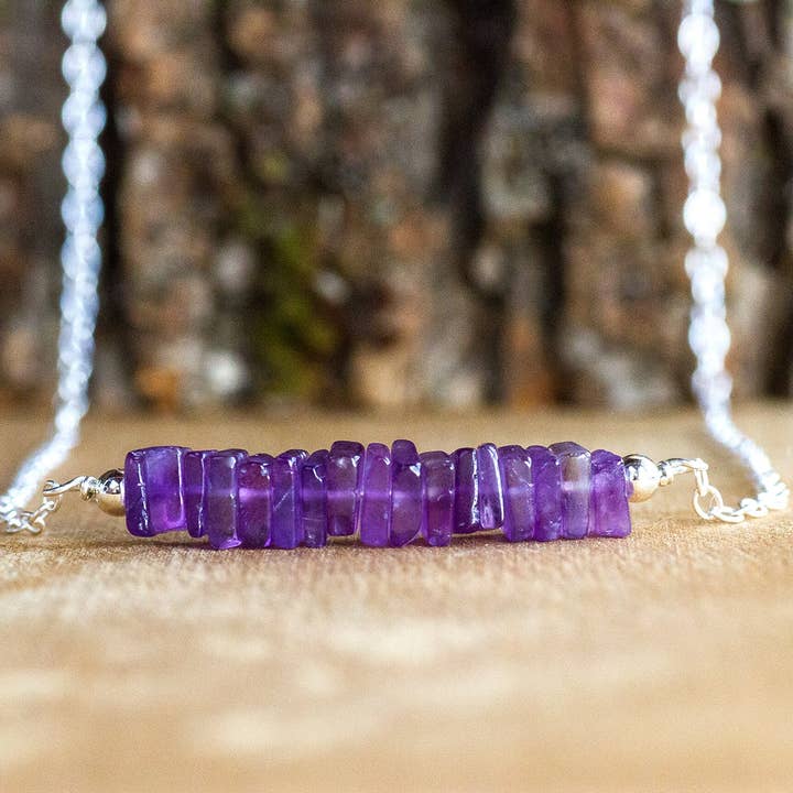 Amethyst Bar Necklace for wholesale by Moon Lotus Rising