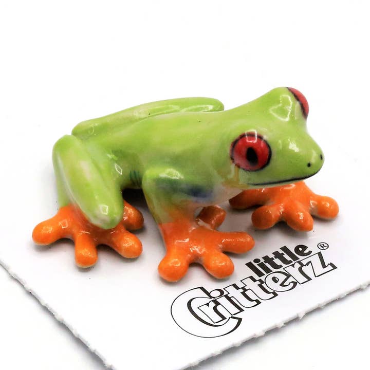 Little Critterz - Wholesale Decorative Figurine - Clinger Red-Eyed Frog Decorative Porcelain Figurine0
