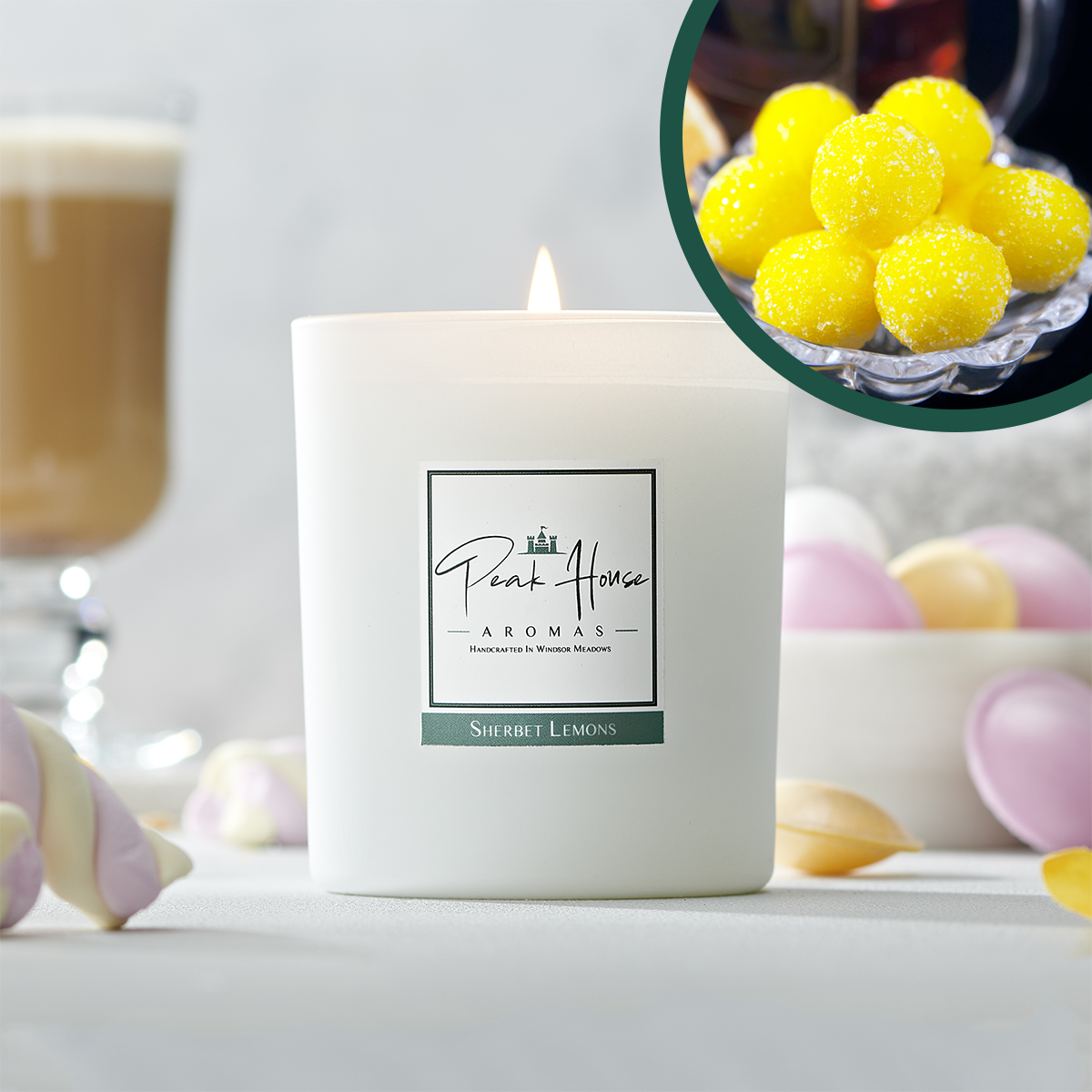 Peak House Aromas - Vente Bougie en bocal - Bougie parfumée Sorbet Citron0