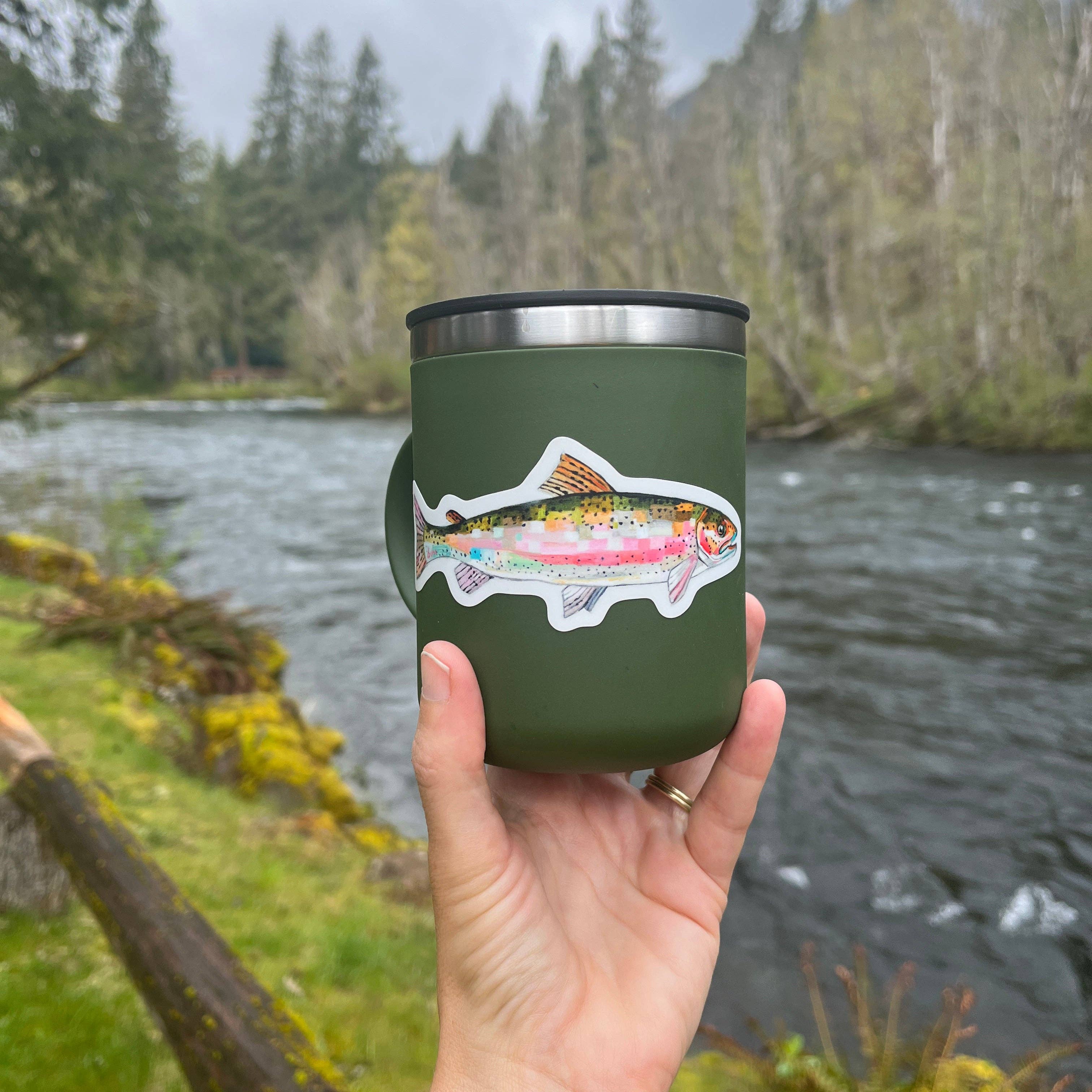 SheilaDunnArt – Adesivo por atacado – Adesivo de vinil Rainbow Trout2